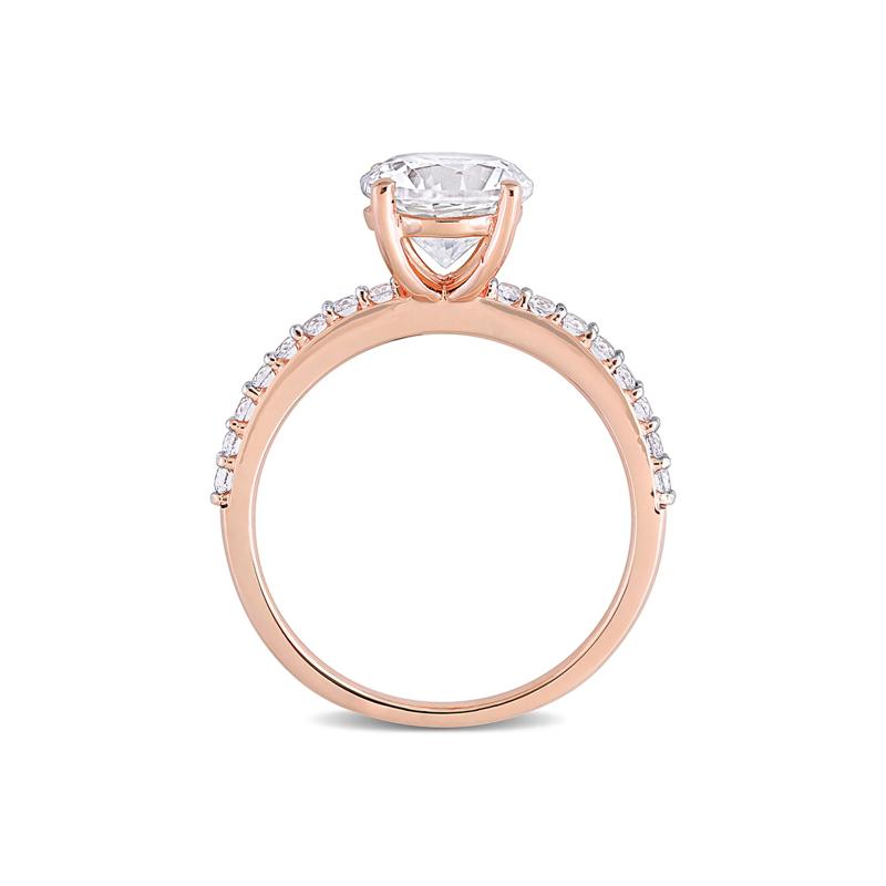 Lab Created White Sapphire Ring with Pav&eacute; Band in 10K Rose Gold &#40;2 3/4 ct. tw.&#41; – Image 2 of 5