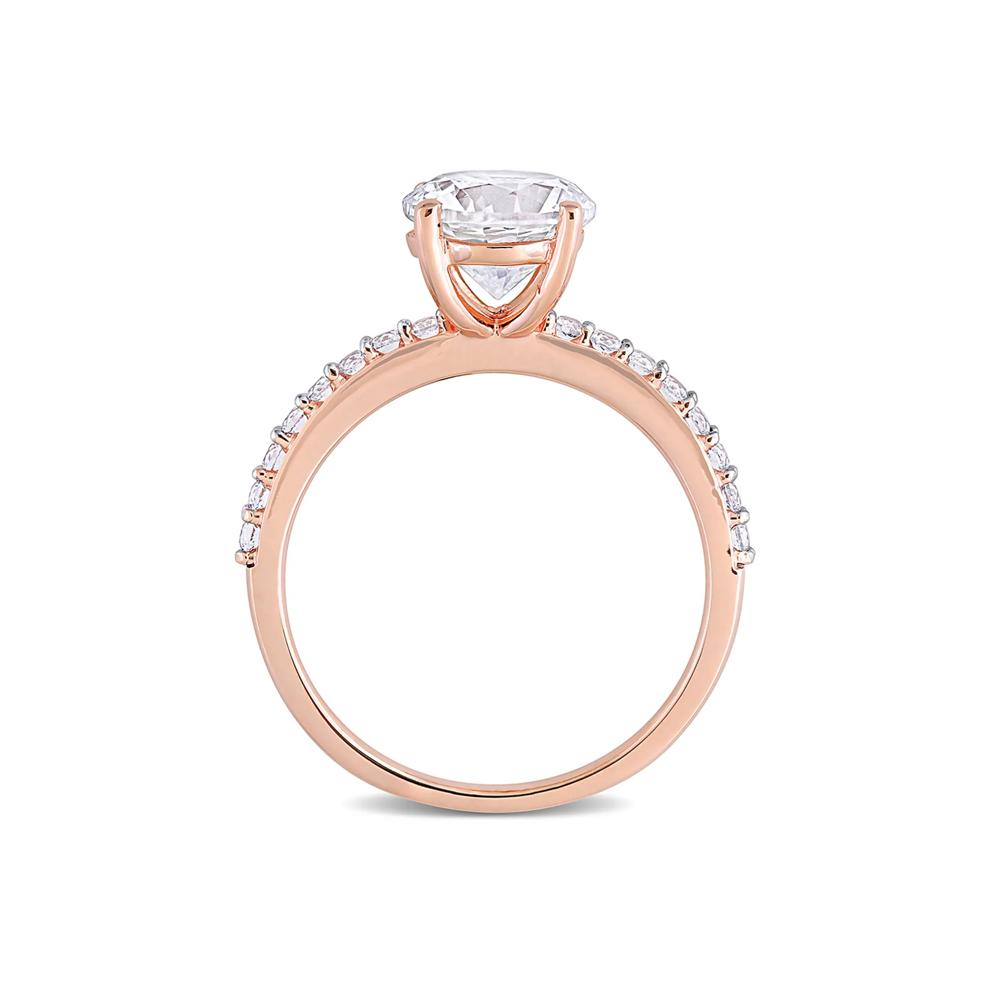 Lab Created White Sapphire Ring with Pav&eacute; Band in 10K Rose Gold (2 3/4 ct. tw.) – Image 2 of 5