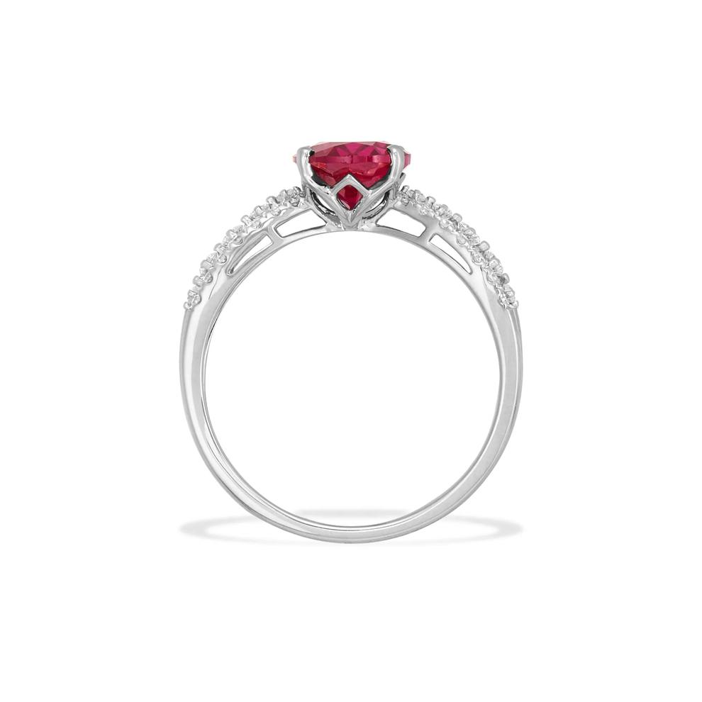 Lab-Created Ruby &amp; Lab Grown Diamond Ring in 10K White Gold (1/3 ct. tw.) – Image 3 of 4