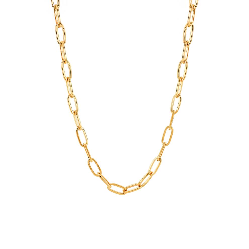 Oval Squared Paperclip Link Necklace in 14K Yellow Gold, 18" – Image 1 of 3