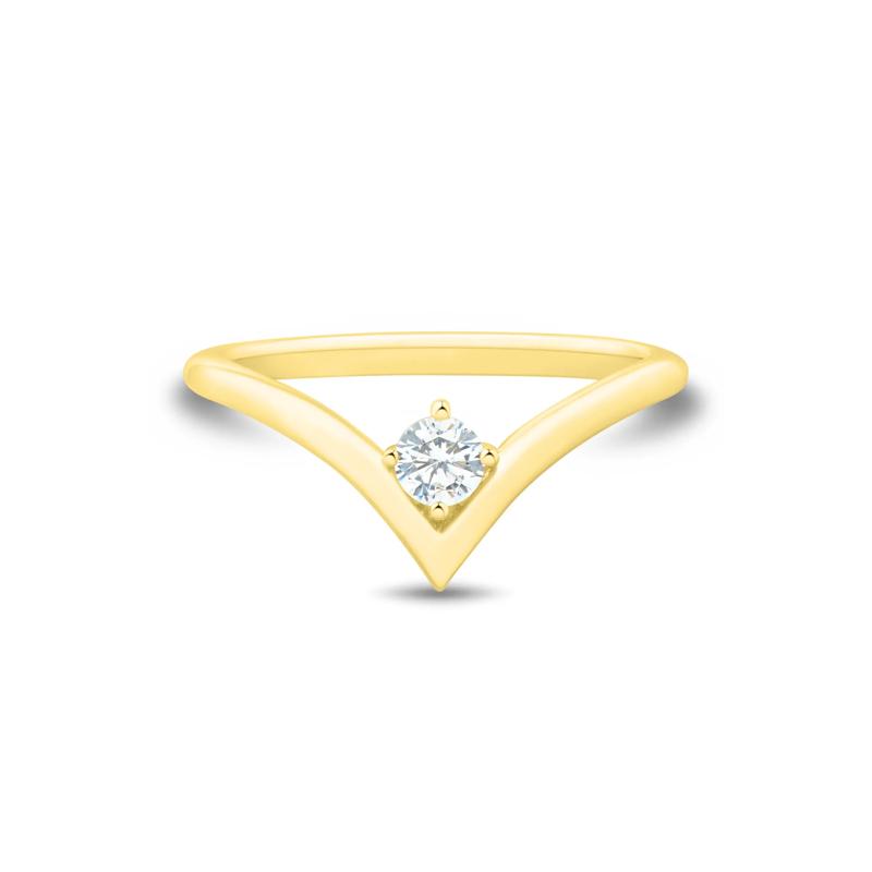 Lab Grown Diamond Chevron Solitaire Ring in 10K Yellow Gold &#40;1/7 ct. tw.&#41; – Image 1 of 3