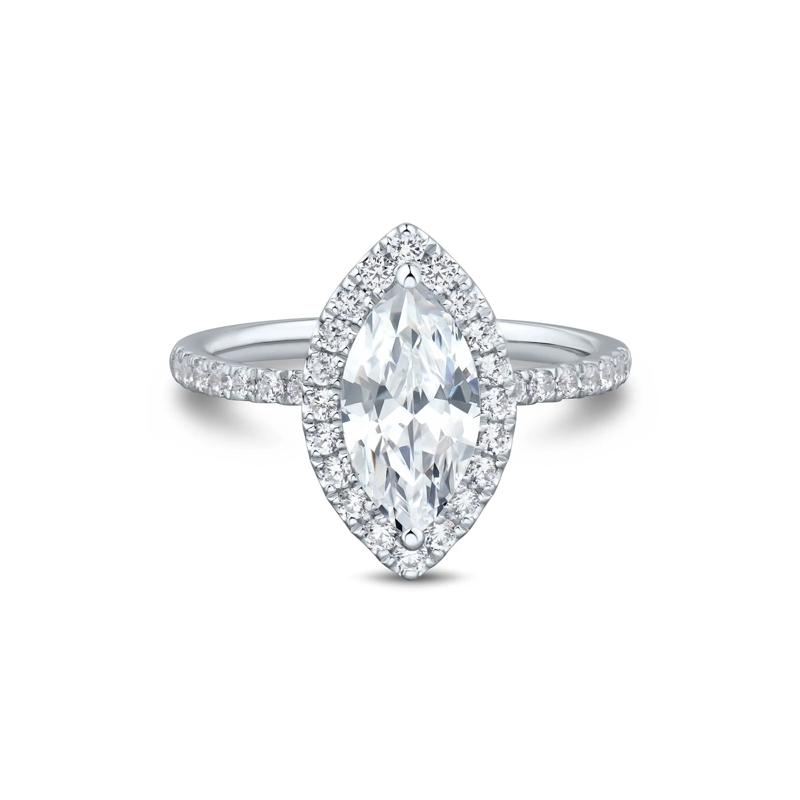 Lab Grown Diamond Marquise-Cut Halo Engagement Ring in 14K White Gold &#40;2 ct. tw.&#41; – Image 1 of 3
