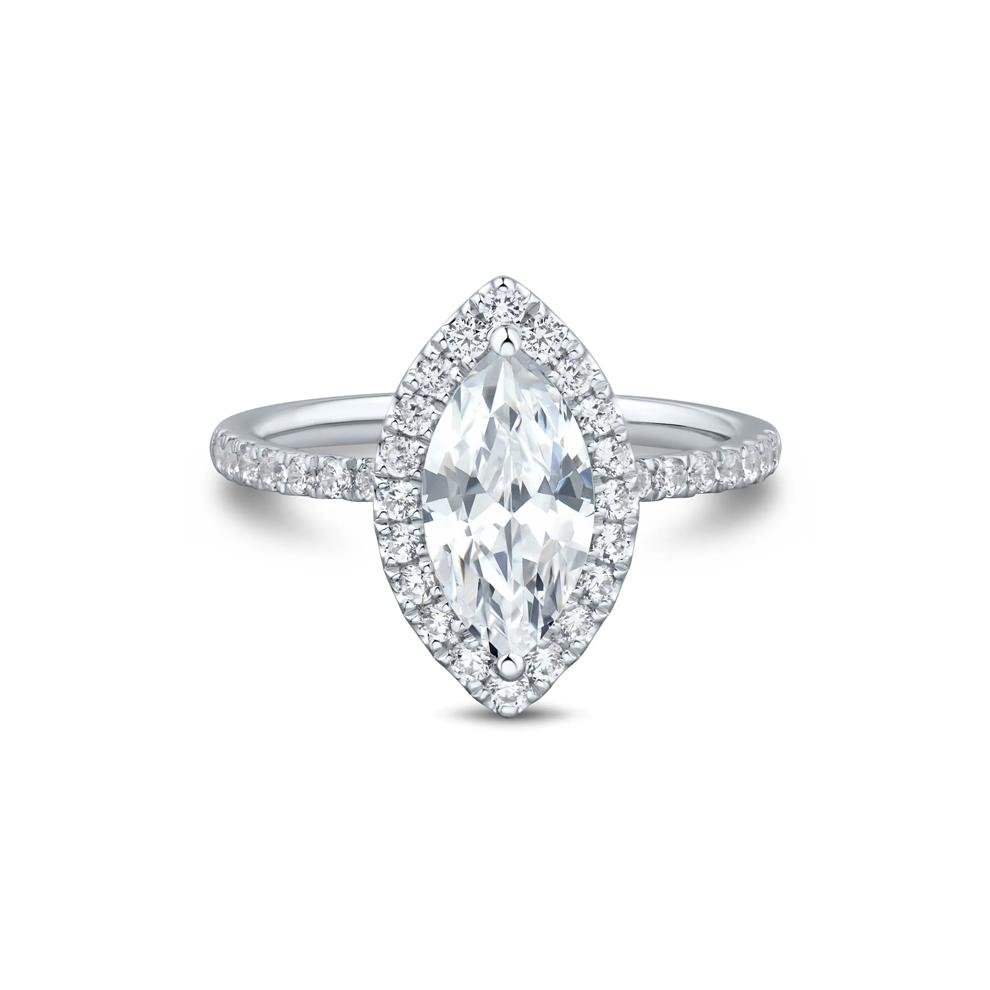 Lab Grown Diamond Marquise-Cut Halo Engagement Ring in 14K White Gold (2 ct. tw.) – Image 1 of 3
