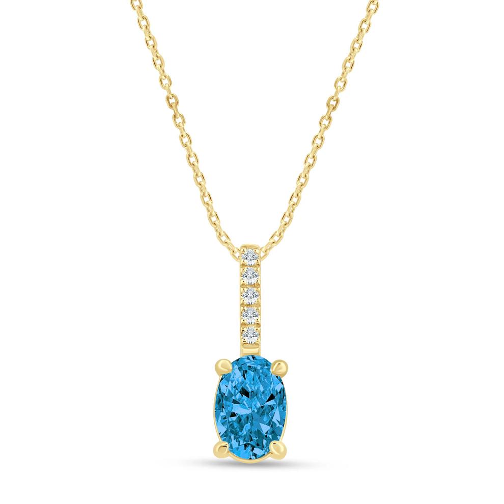 Lab Grown Blue Diamond Drop Necklace in 14K Yellow Gold (1 ct. tw.) – Image 1 of 3