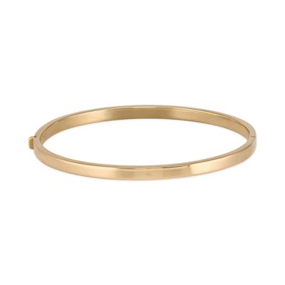 Polished Rectangle Tube Bangle Bracelet in 14K Yellow Gold, 4mm, 7"