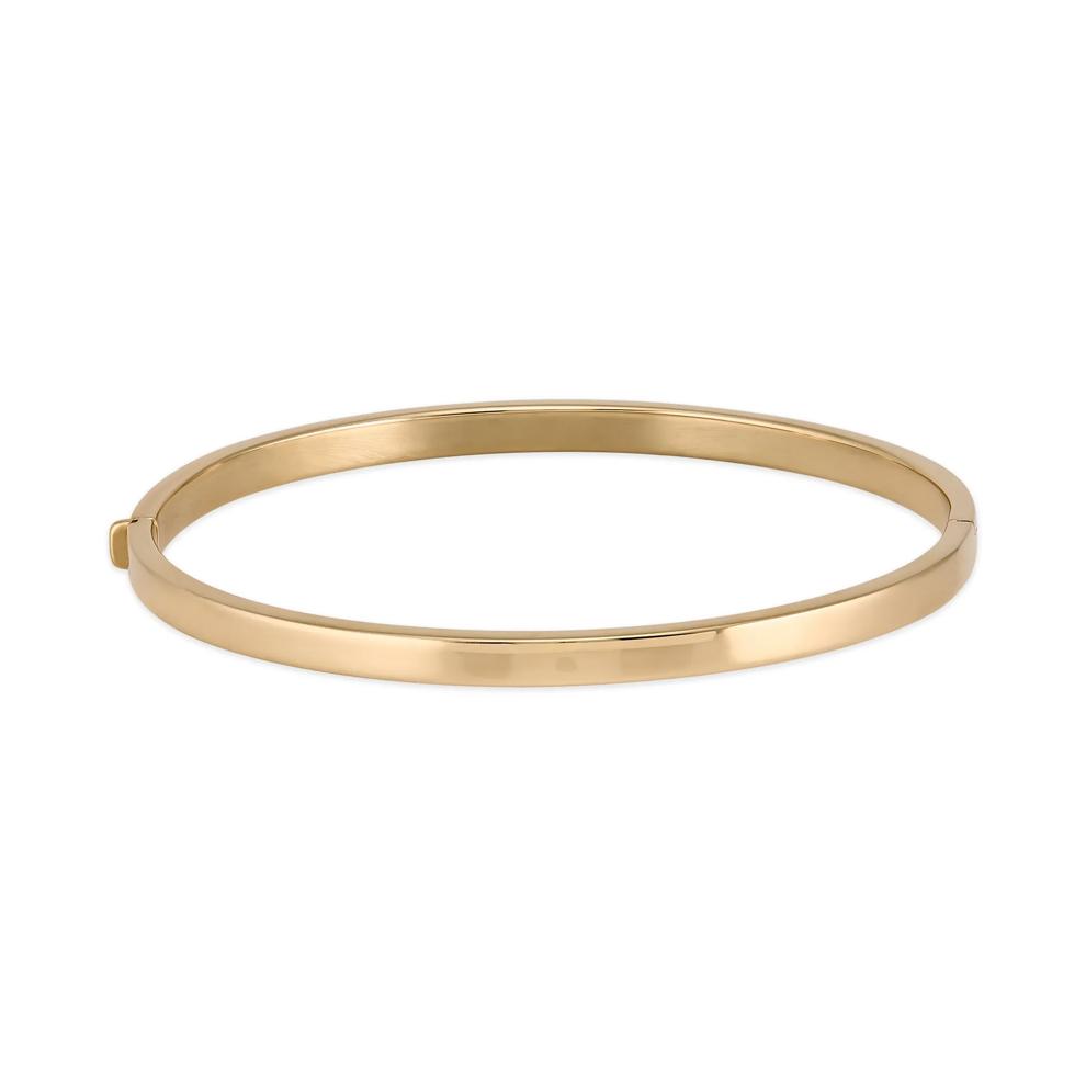 Polished Rectangle Tube Bangle Bracelet in 14K Yellow Gold, 4mm, 7" – Image 1 of 2