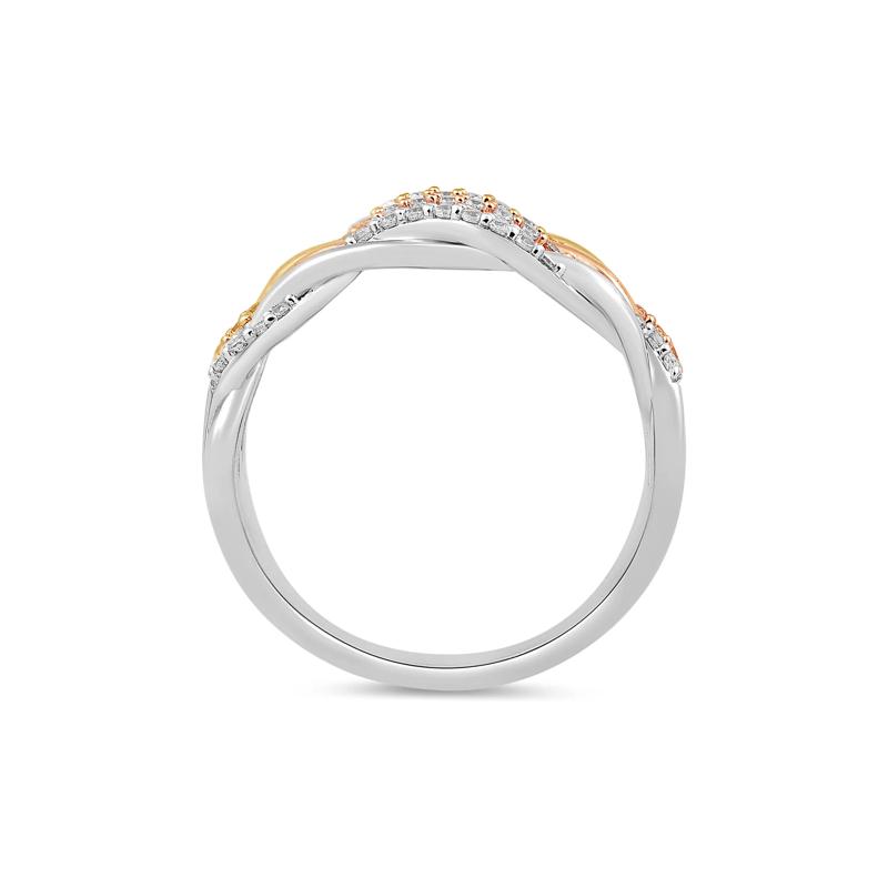 Diamond Three-Row Twist Band in Sterling Silver and 10K Rose and Yellow Gold &#40;1/3 ct. tw.&#41; – Image 2 of 5