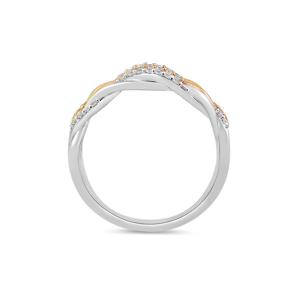Diamond Three-Row Twist Band in Sterling Silver and 10K Rose and Yellow Gold (1/3 ct. tw.) – Image 2 of 5