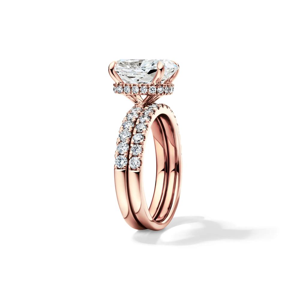 Lab Grown Diamond Elongated Cushion-Cut Bridal Set in 14K Rose Gold (5 ct. tw.) – Image 3 of 6