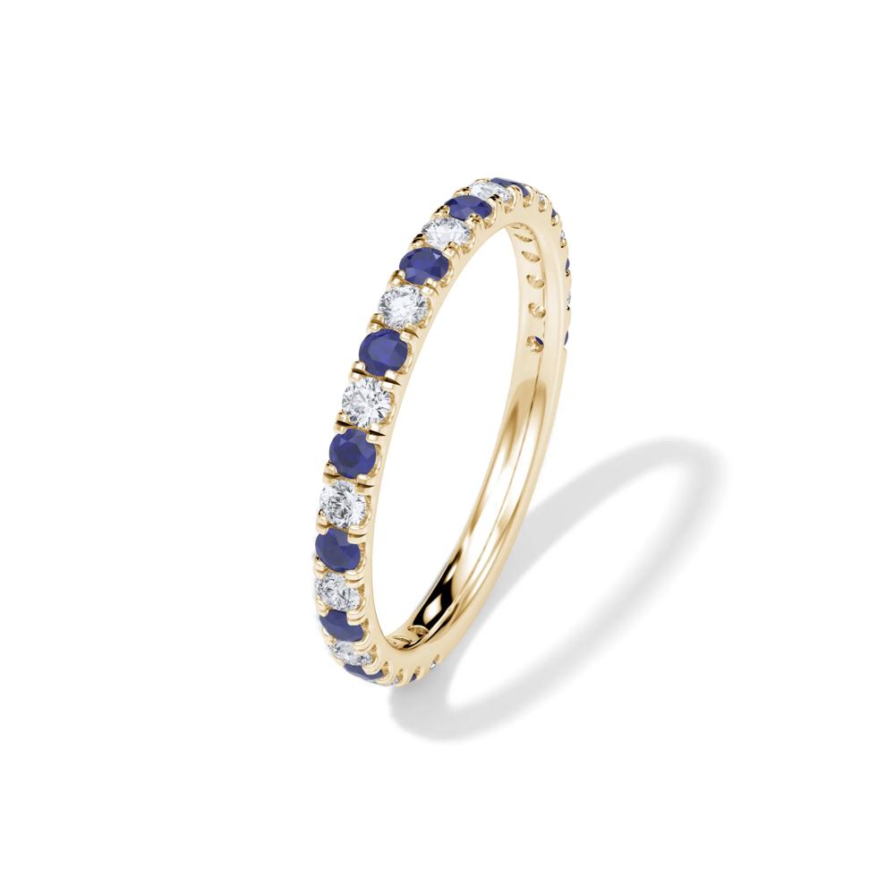 Lab Grown Diamond &amp; Lab-Created Sapphire Anniversary Band in 14K Yellow Gold (1/3 ct. tw.) – Image 4 of 4