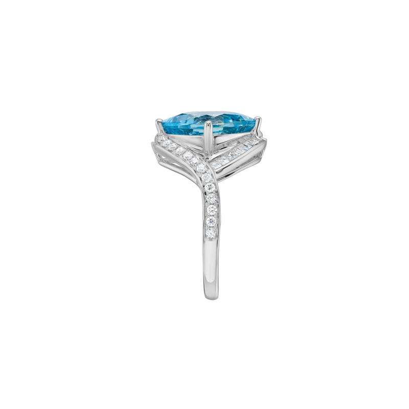 Cushion-Cut Aquamarine and Diamond Ring in 14K White Gold &#40;5/8 ct. tw.&#41; – Image 3 of 5