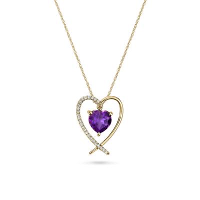 Gemstone & Diamond Accent Heart Pendant Necklace in 10K Gold