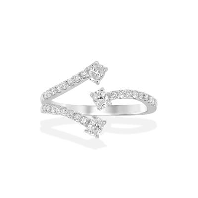Diamond Oval Bypass Open Ring in Sterling Silver (1/2 ct. tw.)
