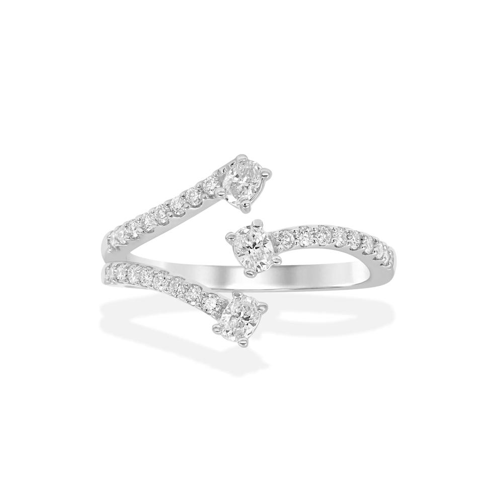 Diamond Oval Bypass Open Ring in Sterling Silver (1/2 ct. tw.) – Image 1 of 4