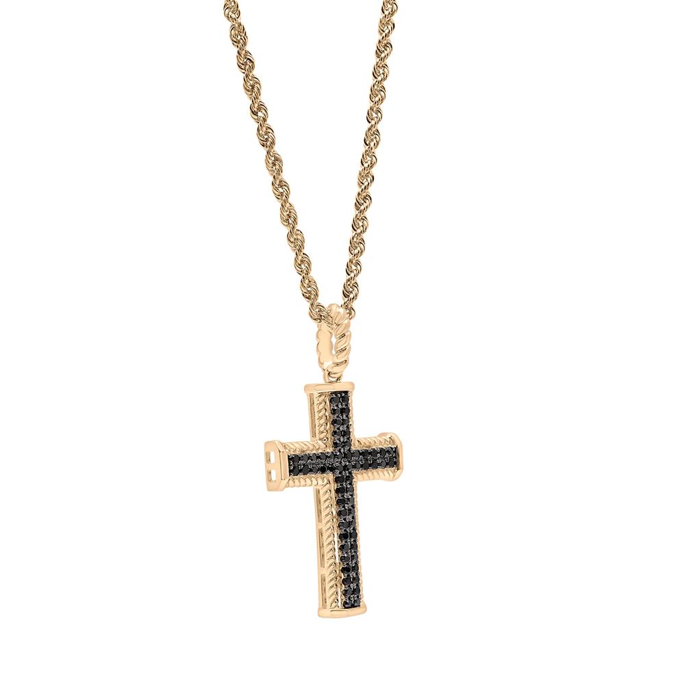 Men's Black Diamond Cross in 10K Yellow Gold (1/2 ct. tw.) – Image 2 of 4