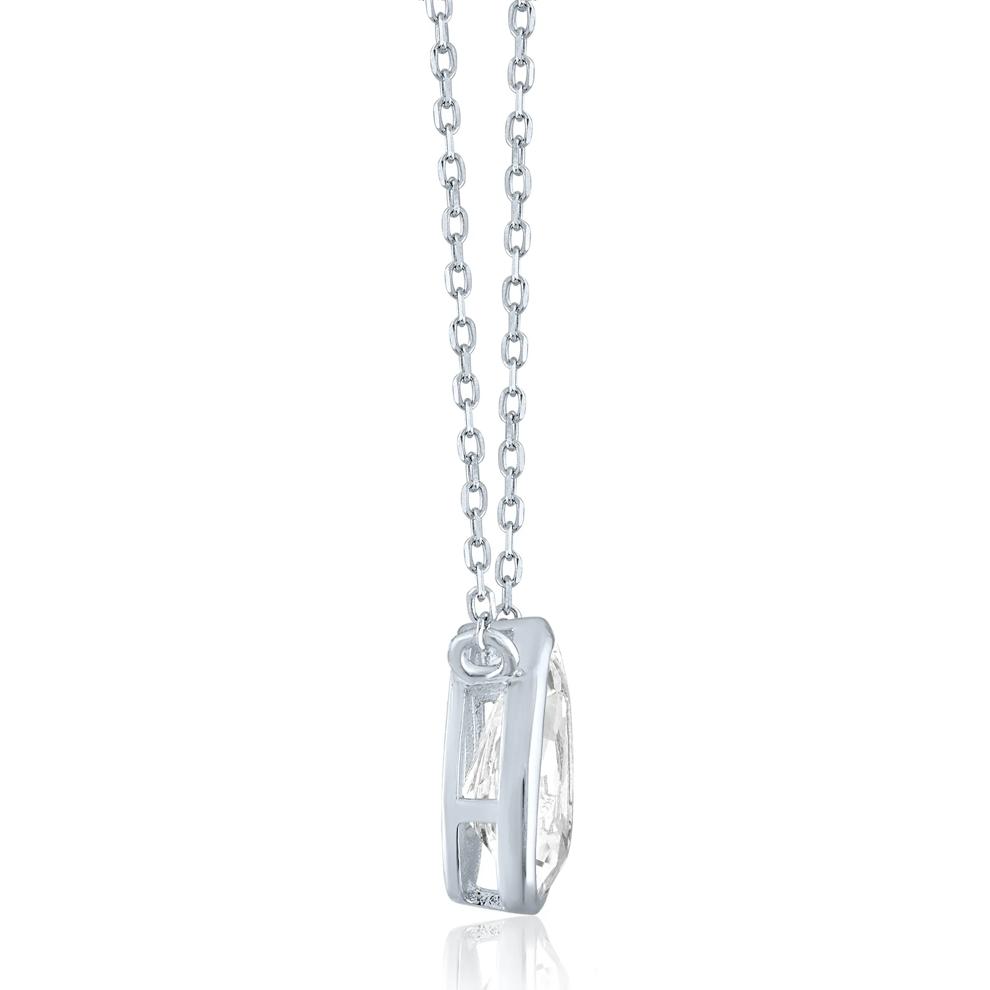 Lab-Created White Sapphire Bezel-Set Pendant in Sterling Silver – Image 2 of 2