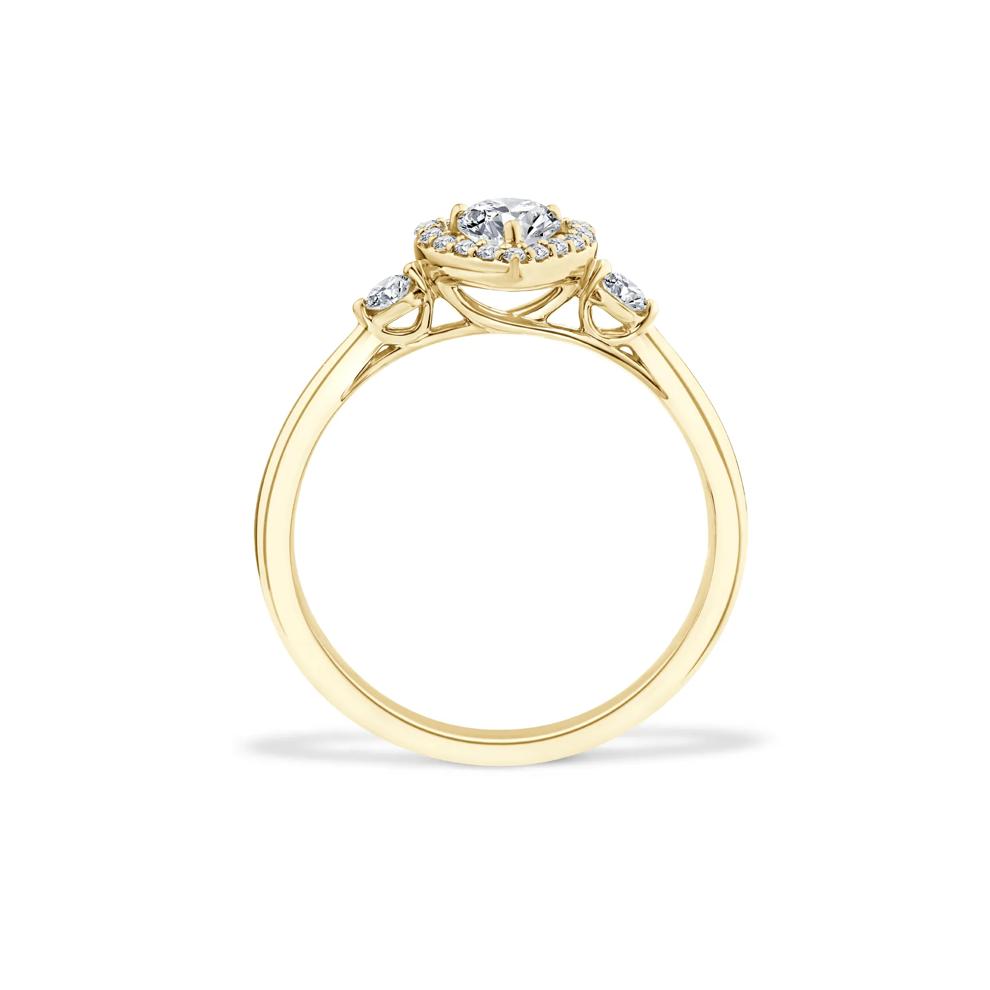 Lab Grown Diamond Heart Halo Promise Ring in 10K Yellow Gold