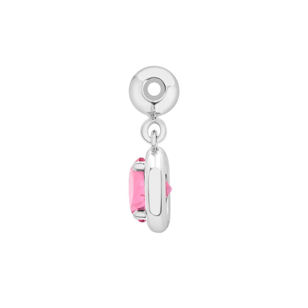  Lab-Created Pink Sapphire Birthstone Bead Charm in Sterling Silver – Image 2 of 3
