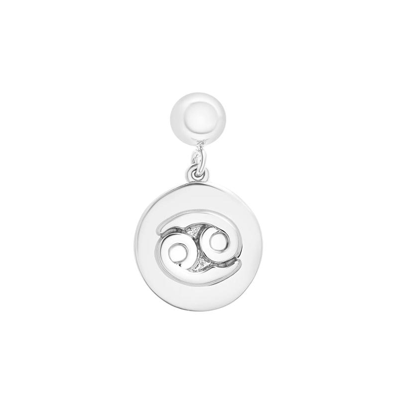 Cancer Zodiac Disc Bead Charm in Sterling Silver – Image 1 of 3