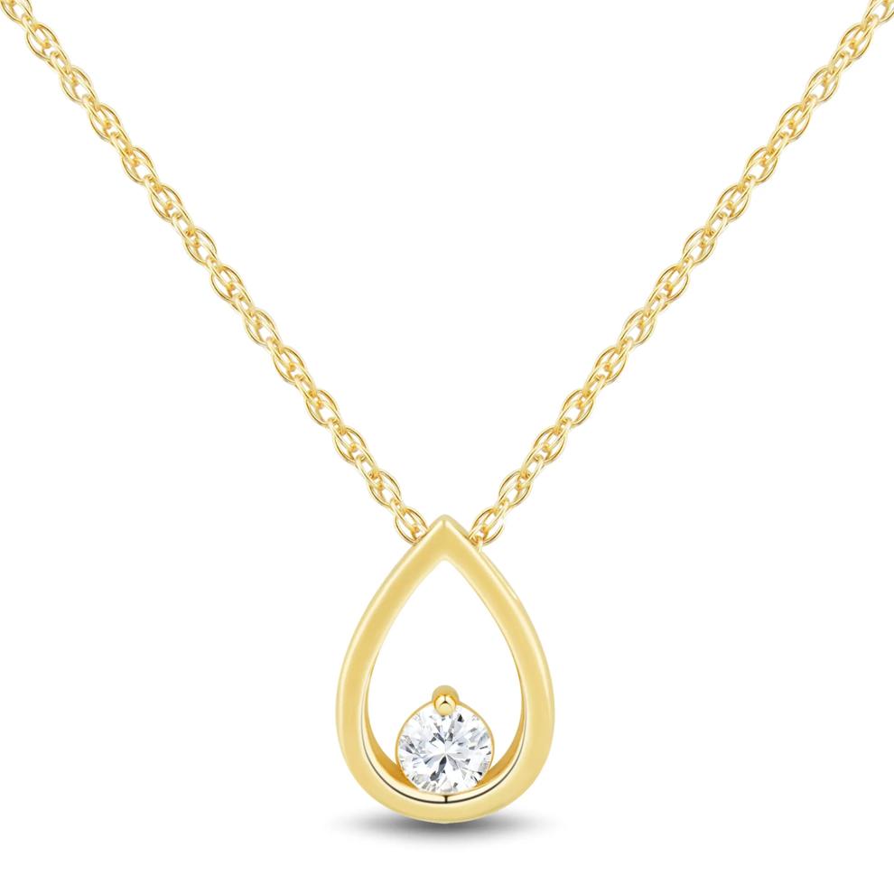 Lab Grown Diamond Open Drop Pendant in 10K Yellow Gold (1/4 ct. tw.) – Image 1 of 3