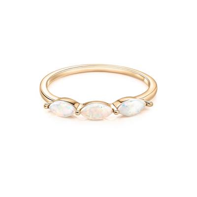 Opal Marquise Three-Stone Stack Band in 10K Yellow Gold