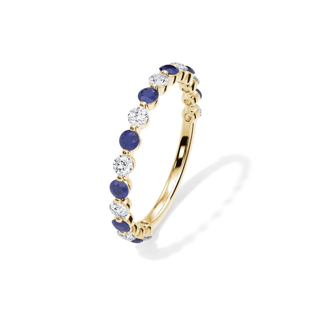 Lab Grown Diamond  &amp; Lab-Created Sapphire Half Eternity Anniversary Band in 14K Yellow Gold (1/3 ct. tw.) – Image 4 of 4