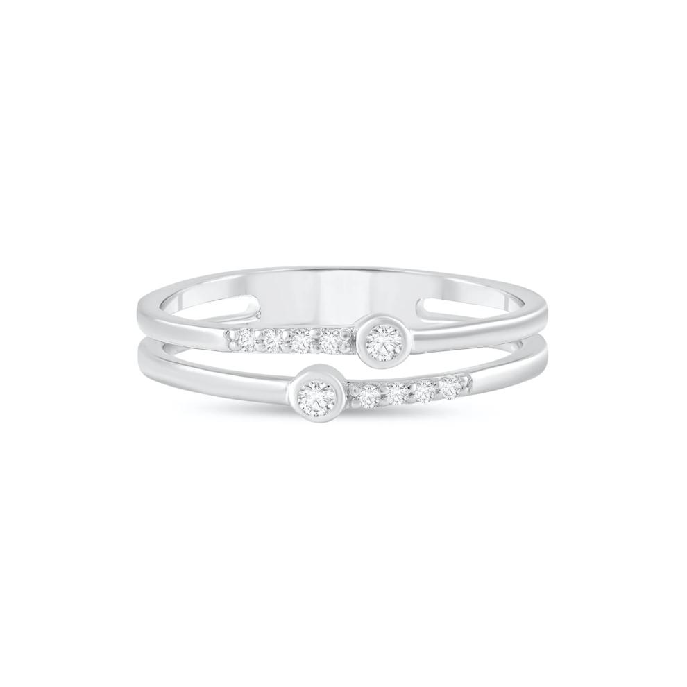 Diamond Double Row Ring in Sterling Silver (1/10 ct. tw.) – Image 1 of 4