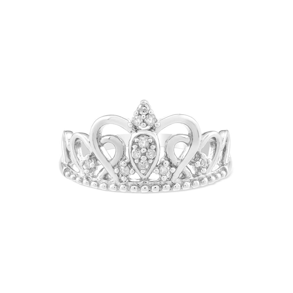 Diamond Crown Ring in Sterling Silver (1/10 ct. tw.) – Image 1 of 4