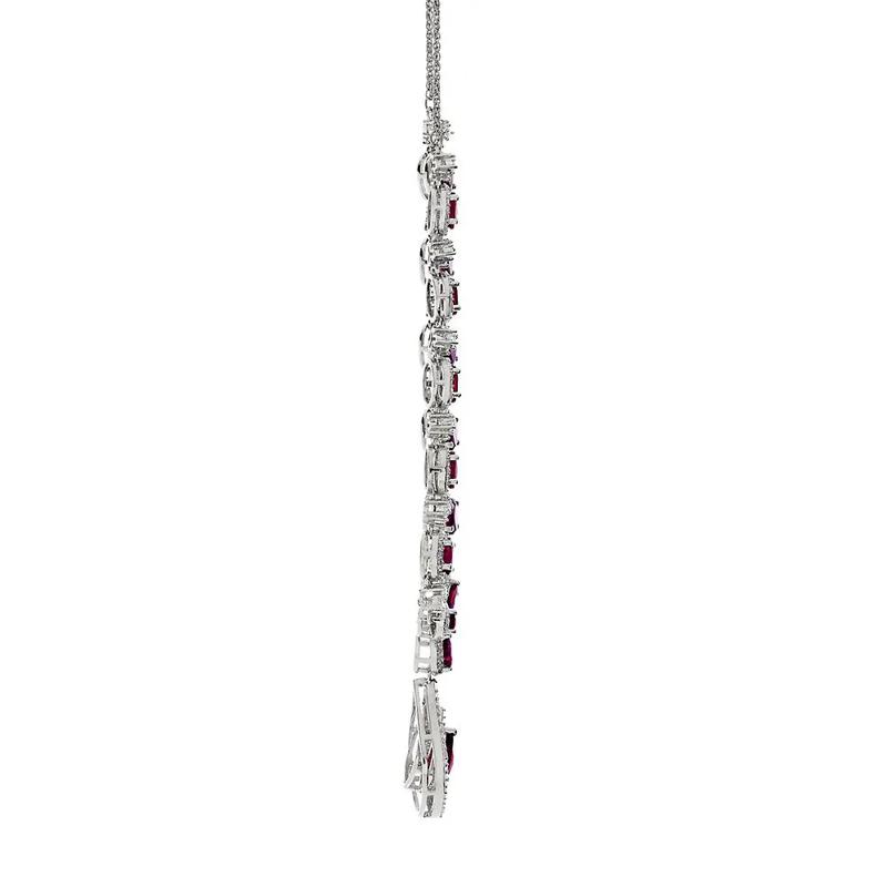 Lab Created Ruby &amp; Lab Created White Sapphire Drop Pendant in Sterling Silver – Image 2 of 2