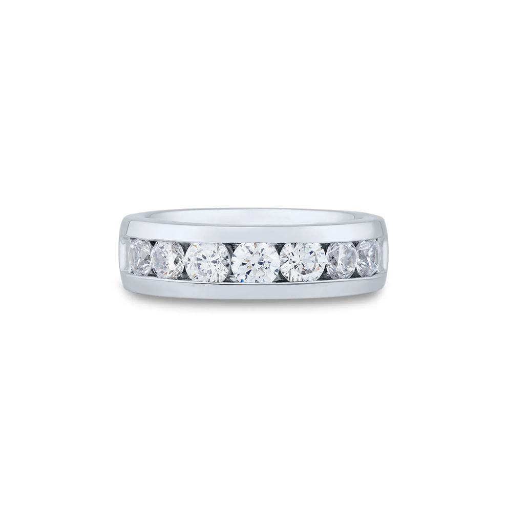 Men&rsquo;s Channel-Set Lab Grown Diamond Wedding Band in 10K White Gold (2 ct. tw.) – Image 1 of 3