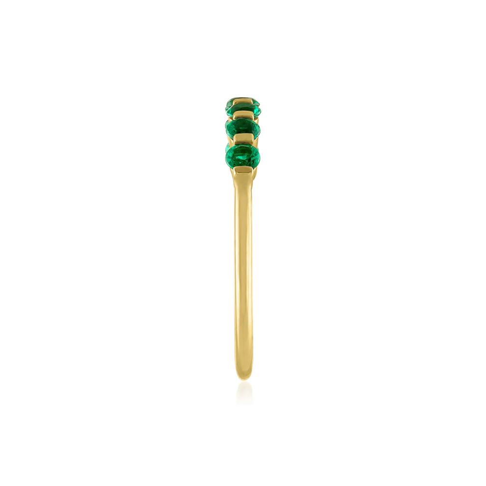 Lab-Created Emerald Shared-Prong Band in 10K Yellow Gold – Image 3 of 3