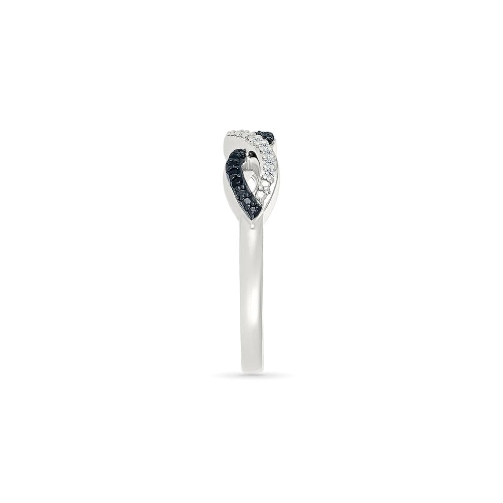 Black and White Diamond Twist Ring in Sterling Silver (1/5 ct. tw.) – Image 3 of 5