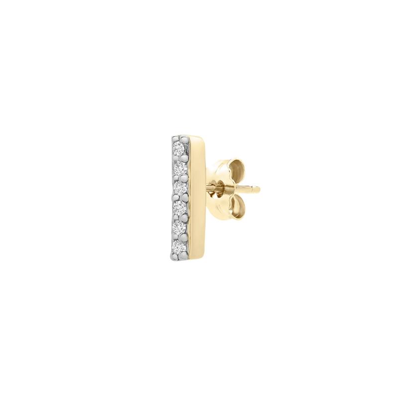 Single Diamond Stud Earring Bar in 10K Yellow Gold – Image 2 of 2