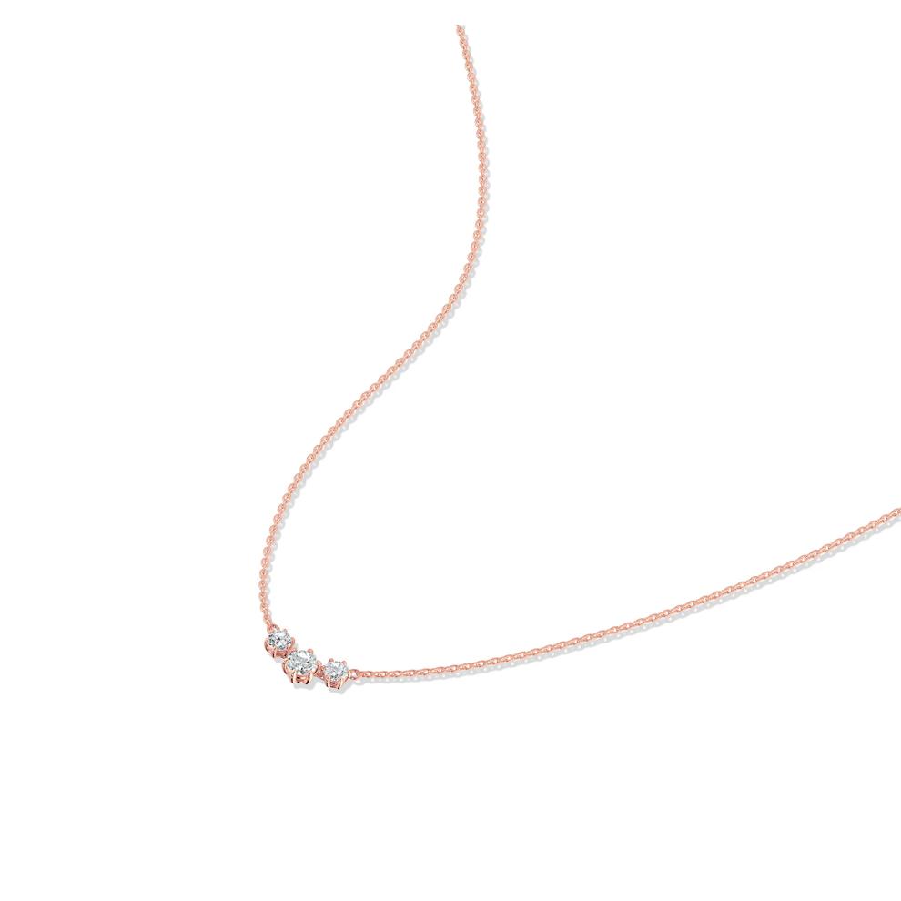 Lab Grown Diamond Three-Stone Pendant Necklace in 14K Rose Gold (1 ct. tw.) – Image 4 of 4