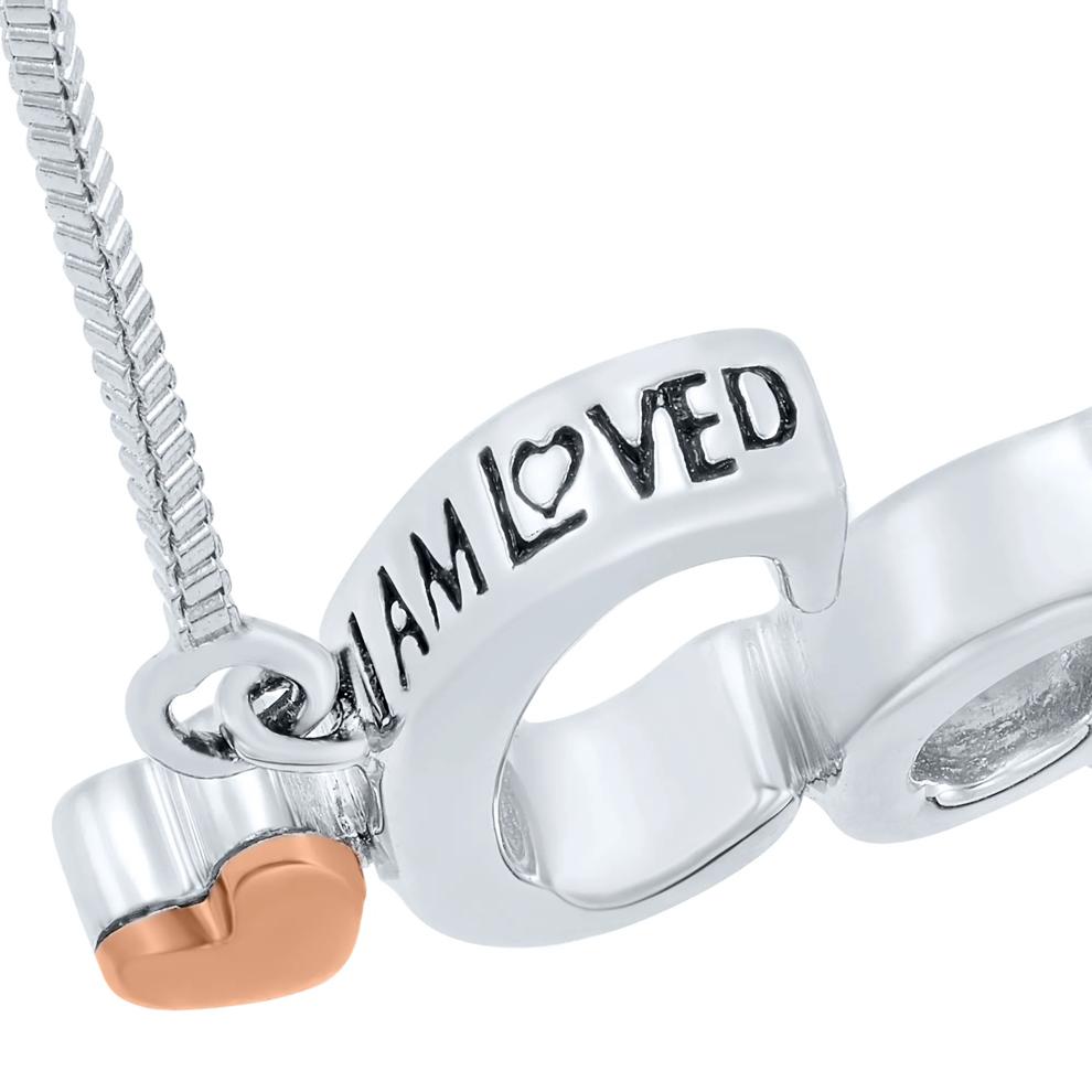 Diamond Accent Cancer Zodiac Pendant in Sterling Silver and 14K Rose Gold  – Image 3 of 4