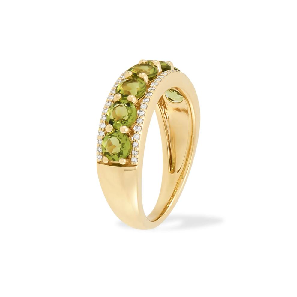 Peridot &amp; Diamond Band in 10K Yellow Gold (1/7 ct. tw.) – Image 2 of 4