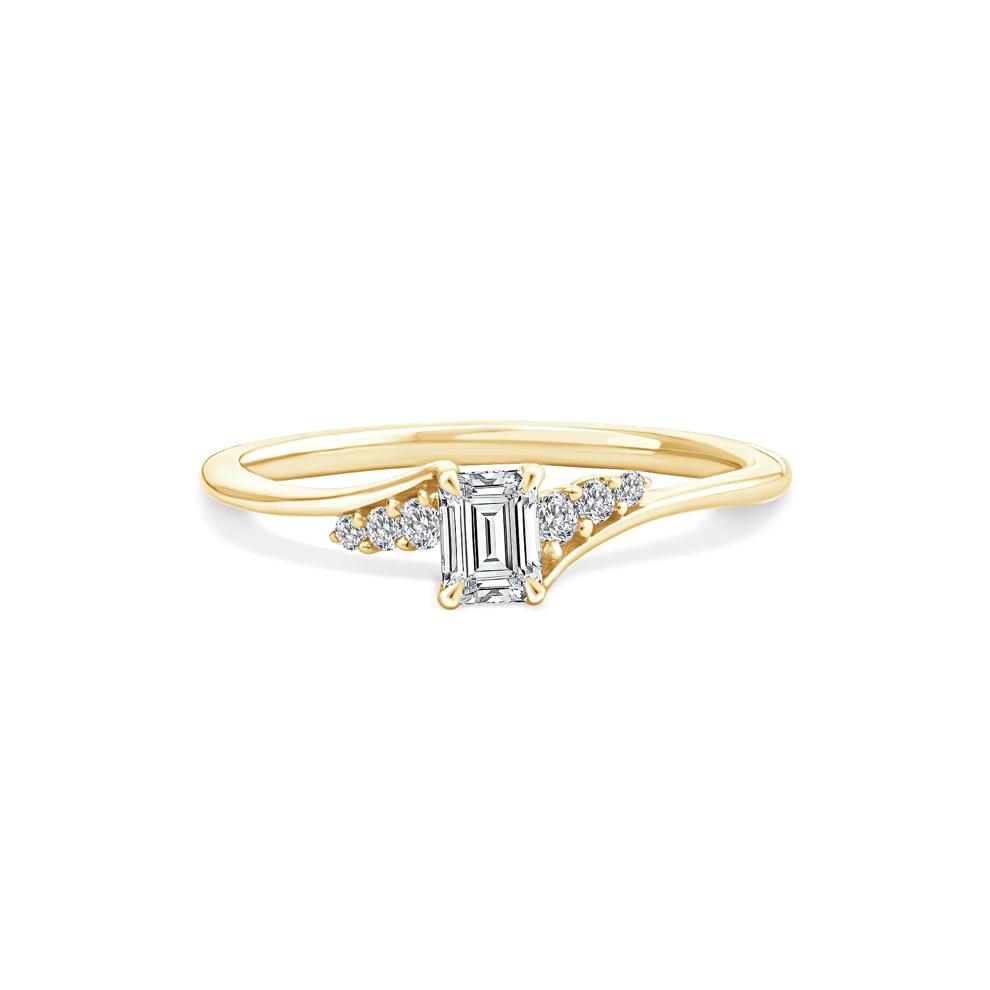 Lab Grown Diamond Emerald Center Promise Ring in 10K Yellow Gold (3/8 ct. tw.) – Image 1 of 4