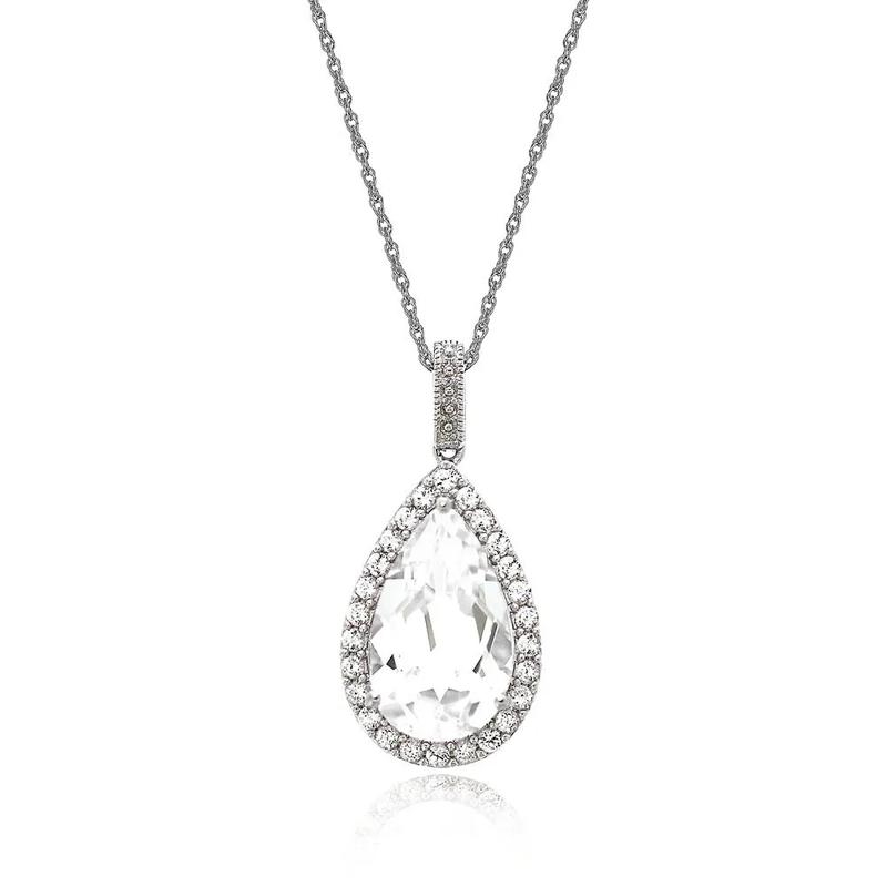 Lab Created White Sapphire Pendant in Sterling Silver – Image 1 of 3