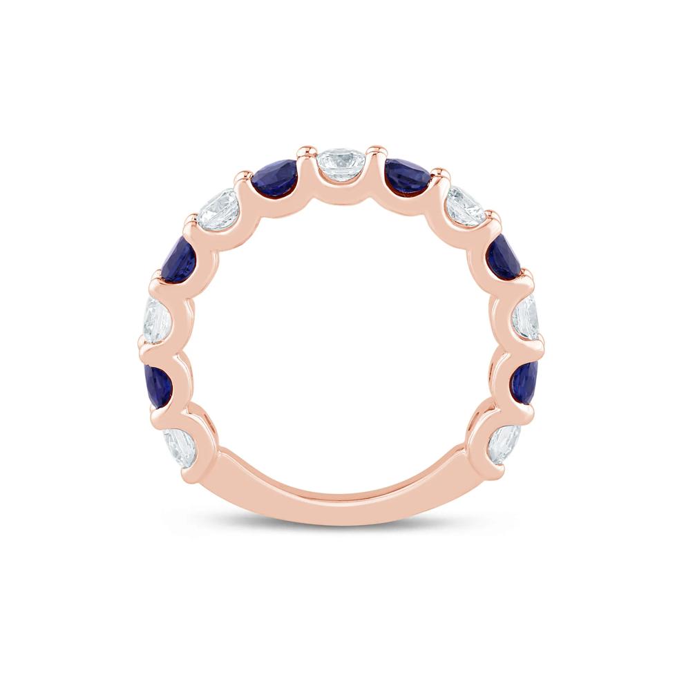 Lab Grown Diamond and Lab-Created Blue Sapphire Anniversary Band in 14K Rose Gold (1 ct. tw.) – Image 2 of 3