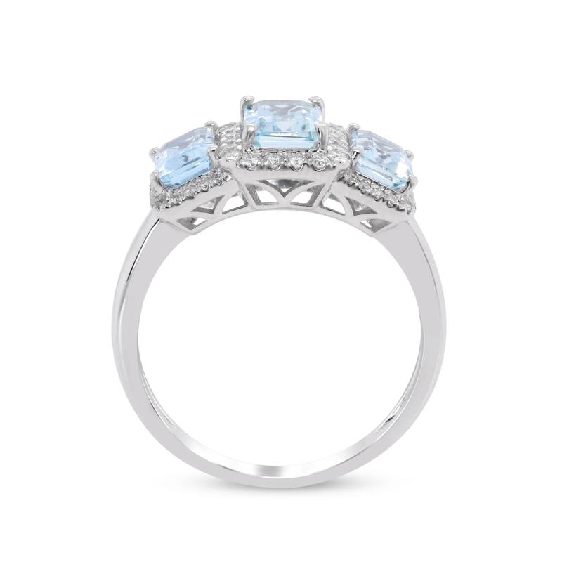 Aquamarine and Diamond Ring in 10K White Gold &#40;1/4 ct. tw.&#41; – Image 2 of 4