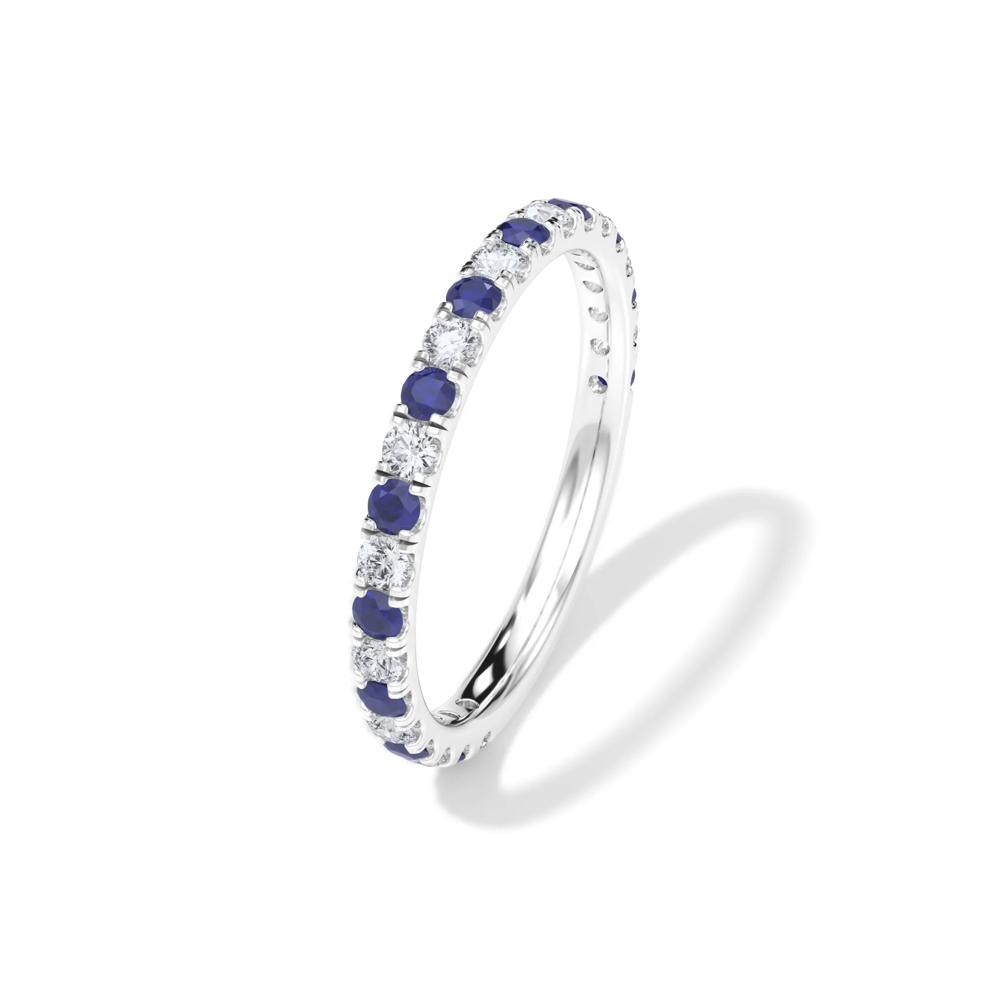 Lab Grown Diamond &amp; Lab-Created Sapphire Anniversary Band in 14K White Gold (1/3 ct. tw.) – Image 4 of 4
