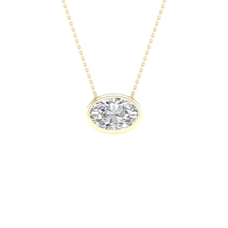 Lab Grown Diamond Oval-Shaped Solitaire Bezel Pendant in 10K Yellow Gold &#40;1 ct. tw.&#41; – Image 1 of 5