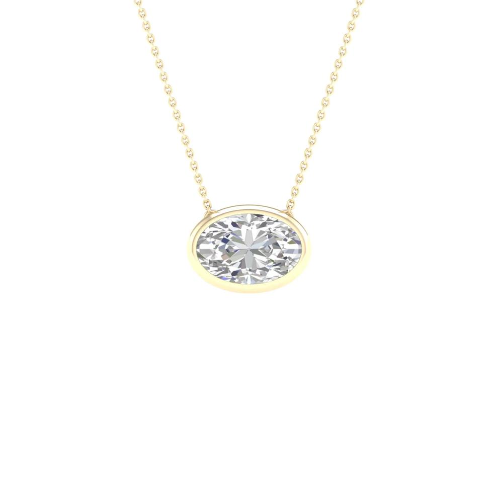 Lab Grown Diamond Oval-Shaped Solitaire Bezel Pendant in 10K Yellow Gold (1 ct. tw.) – Image 1 of 5