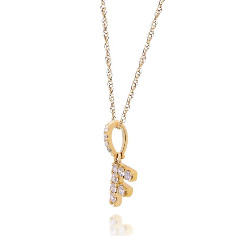Diamond F Initial Pendant in 10K Yellow Gold &#40;1/10 ct. tw.&#41;  – Image 2 of 3