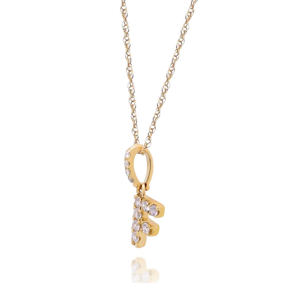 Diamond F Initial Pendant in 10K Yellow Gold (1/10 ct. tw.)  – Image 2 of 3