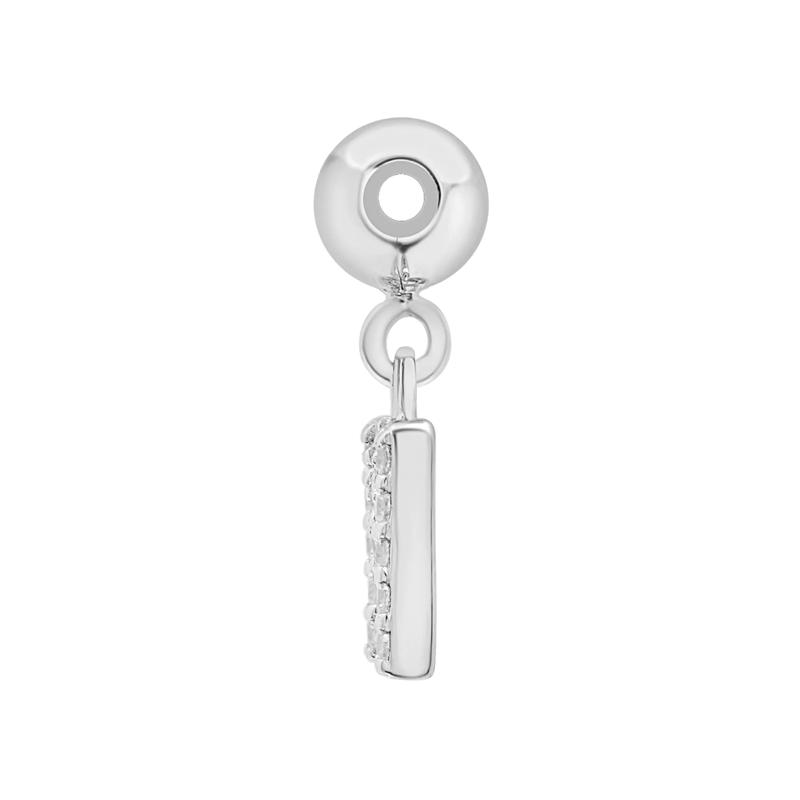 Diamond Accent M Initial Bead Charm in Sterling Silver – Image 2 of 3