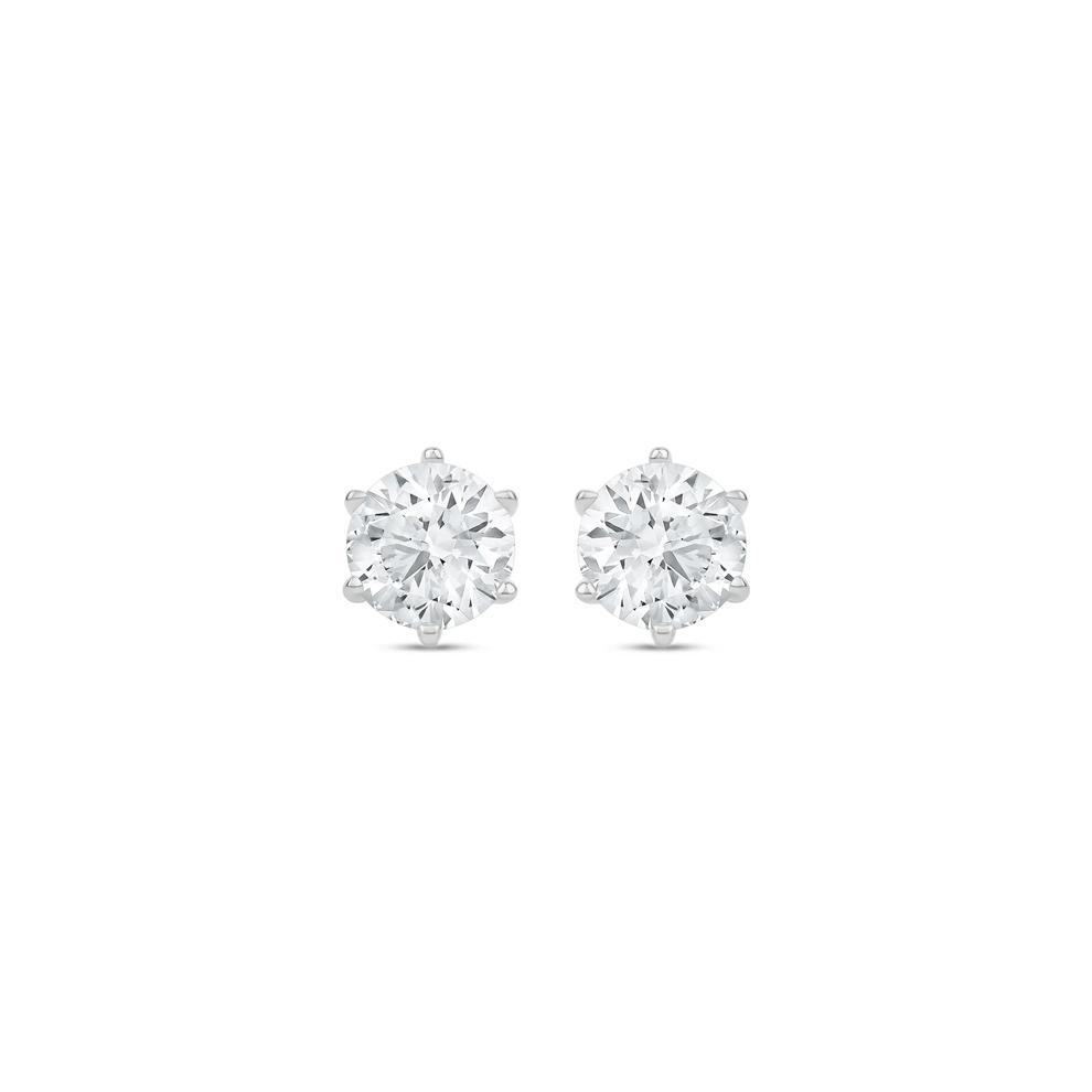 Lab Grown Diamond Round Solitaire Stud Earrings in 14K White Gold (3 ct. tw.) – Image 2 of 3