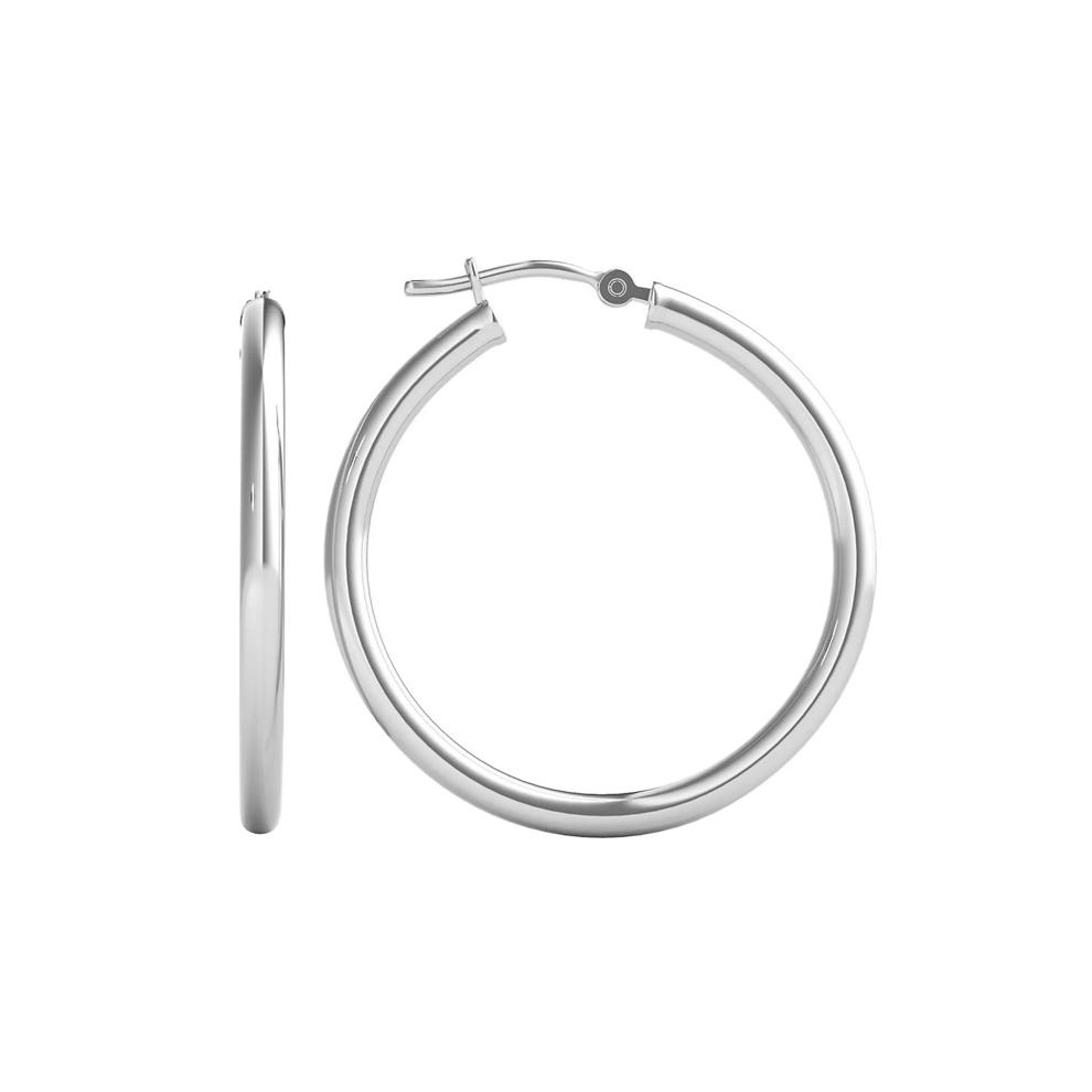 Polished Hoop Earrings in 14K White Gold – Image 2 of 3