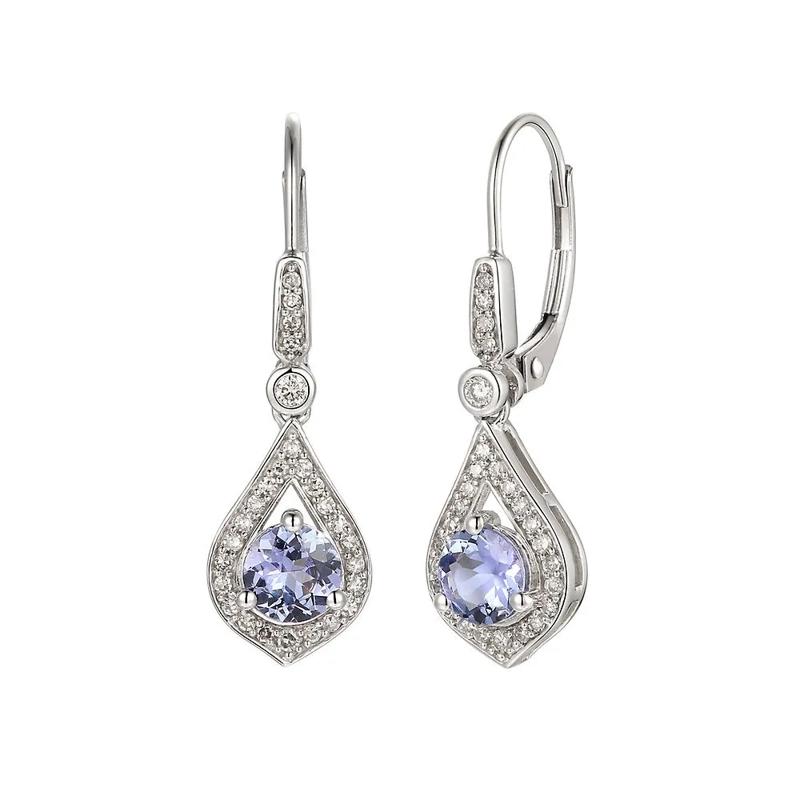 Tanzanite &amp; 1/5 ct. tw. Diamond Drop Earrings in 10K White Gold – Image 1 of 1