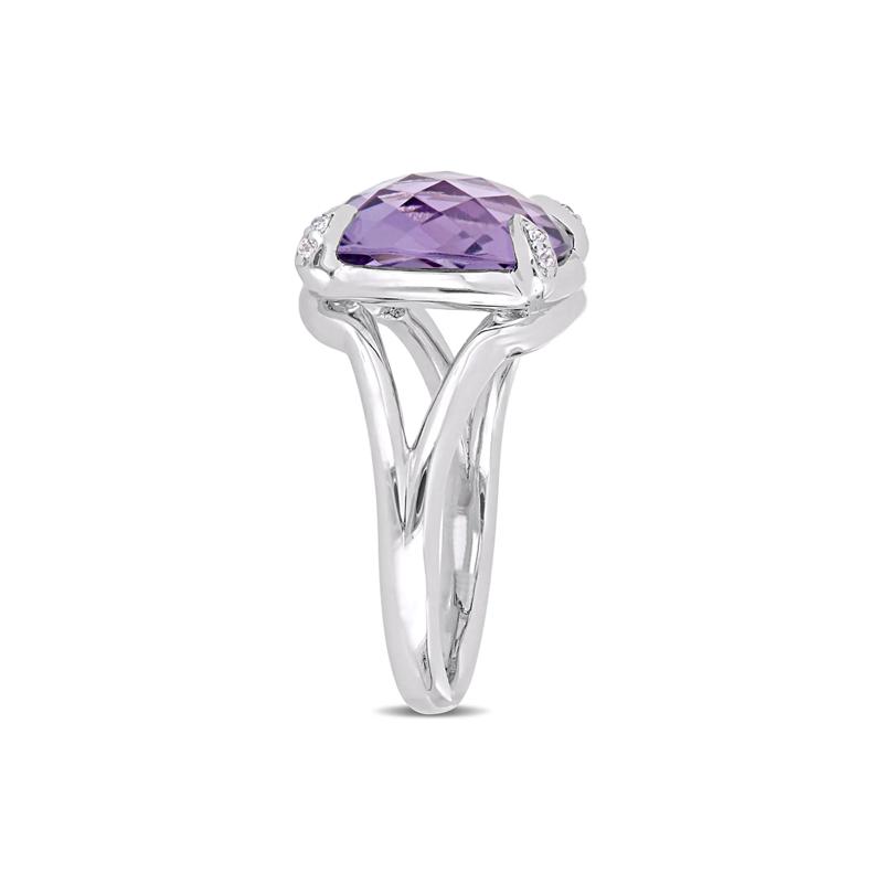 Cushion-Cut Amethyst &amp; White Topaz Ring in Sterling Silver – Image 3 of 3